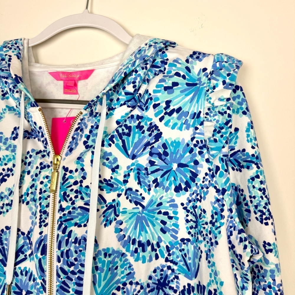 NWT Lilly Pulitzer Audrey Zip Up Hooded Jacket Blue - Picture 3 of 7